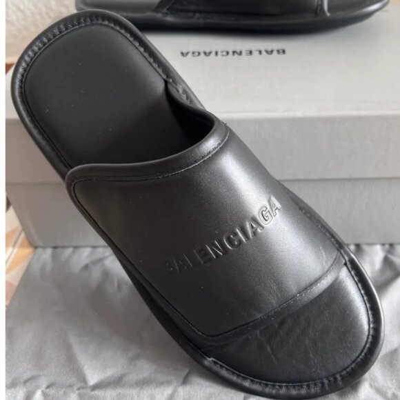 Balenciaga Home Leather /Velcrow Slides - Picture 1 of 4